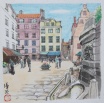 歐洲小鎮風情 - 馮漢榮 斗方中國畫